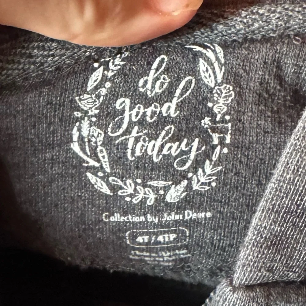 Kids Do Good Today By John Deere Gray Hoodie with Tractor Graphic